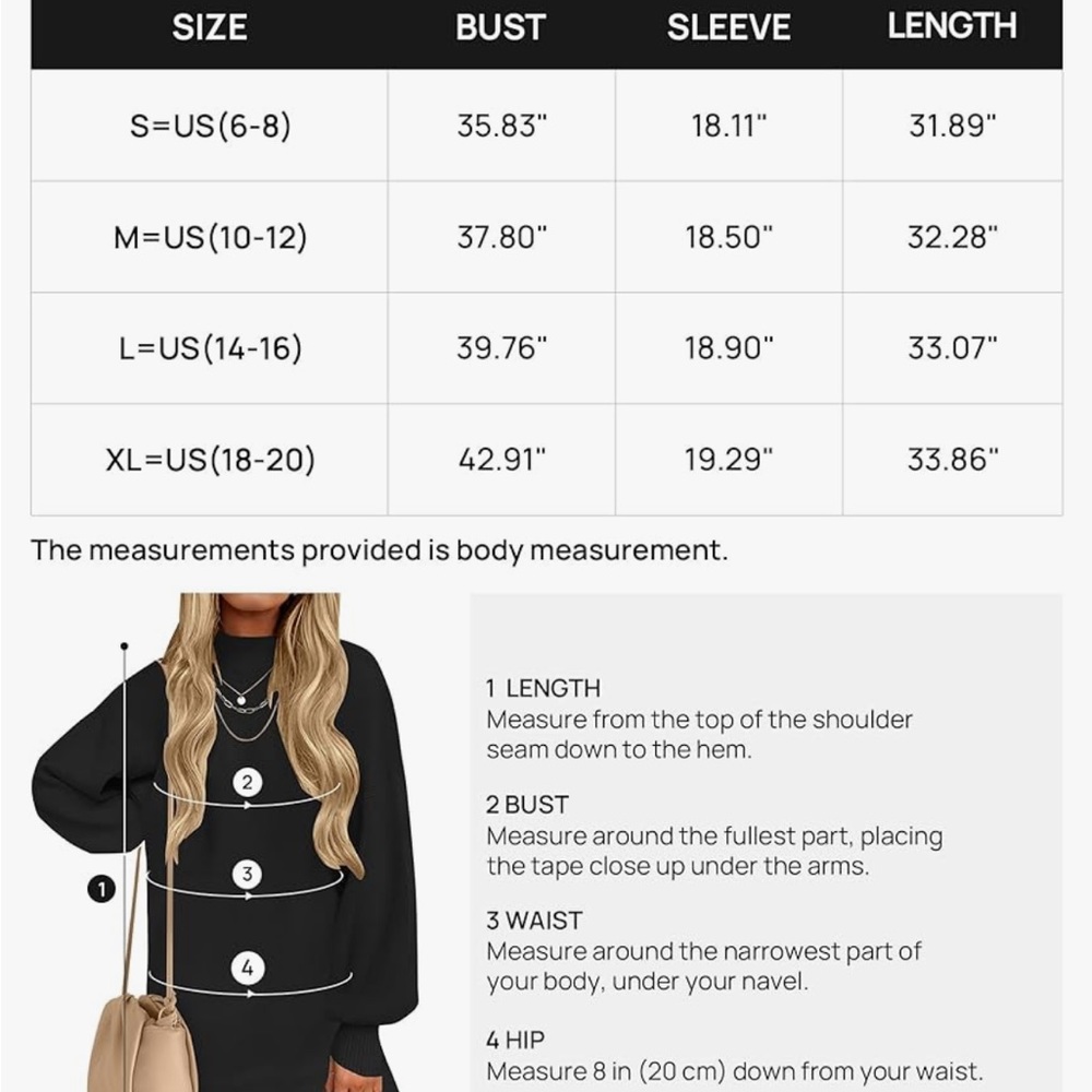 Amazon Zesica Black Sweater Dress Size L - Picture 7 of 8